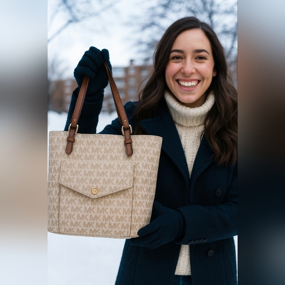 Michael Kors Tan Monogram Tote - Picture 1 of 6